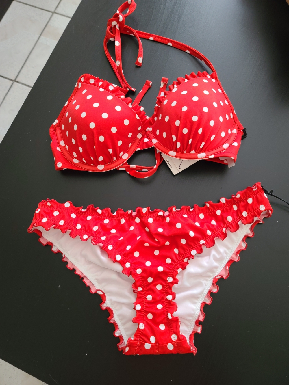 Shade & Shore Red and White Polka Dot Bikini Set